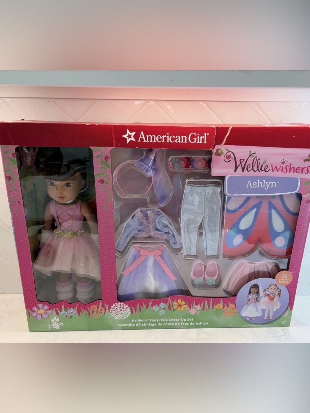 American Girl Ashlyn 14.5" Doll Fairy-Tale Dress-Up Set Wellie WIshers New